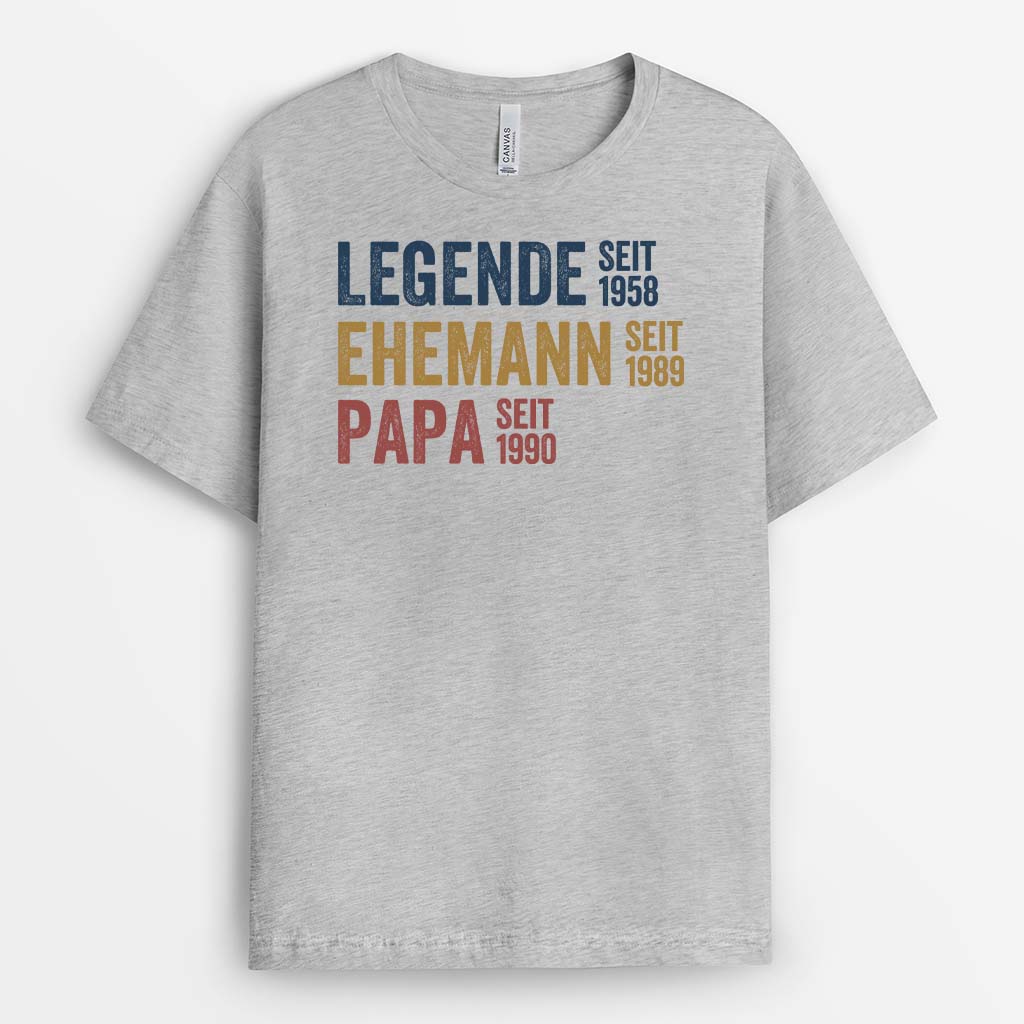 1732AGE2 personalisiertes legende ehemann papa und opa seit t shirt