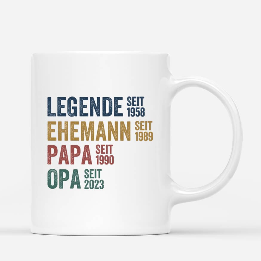 1732MGE1 personalisierte legende ehemann papa und opa seit tasse