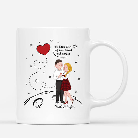 1742MGE1 personalisierte ich liebe dich bis zum mond und zuruck tasse