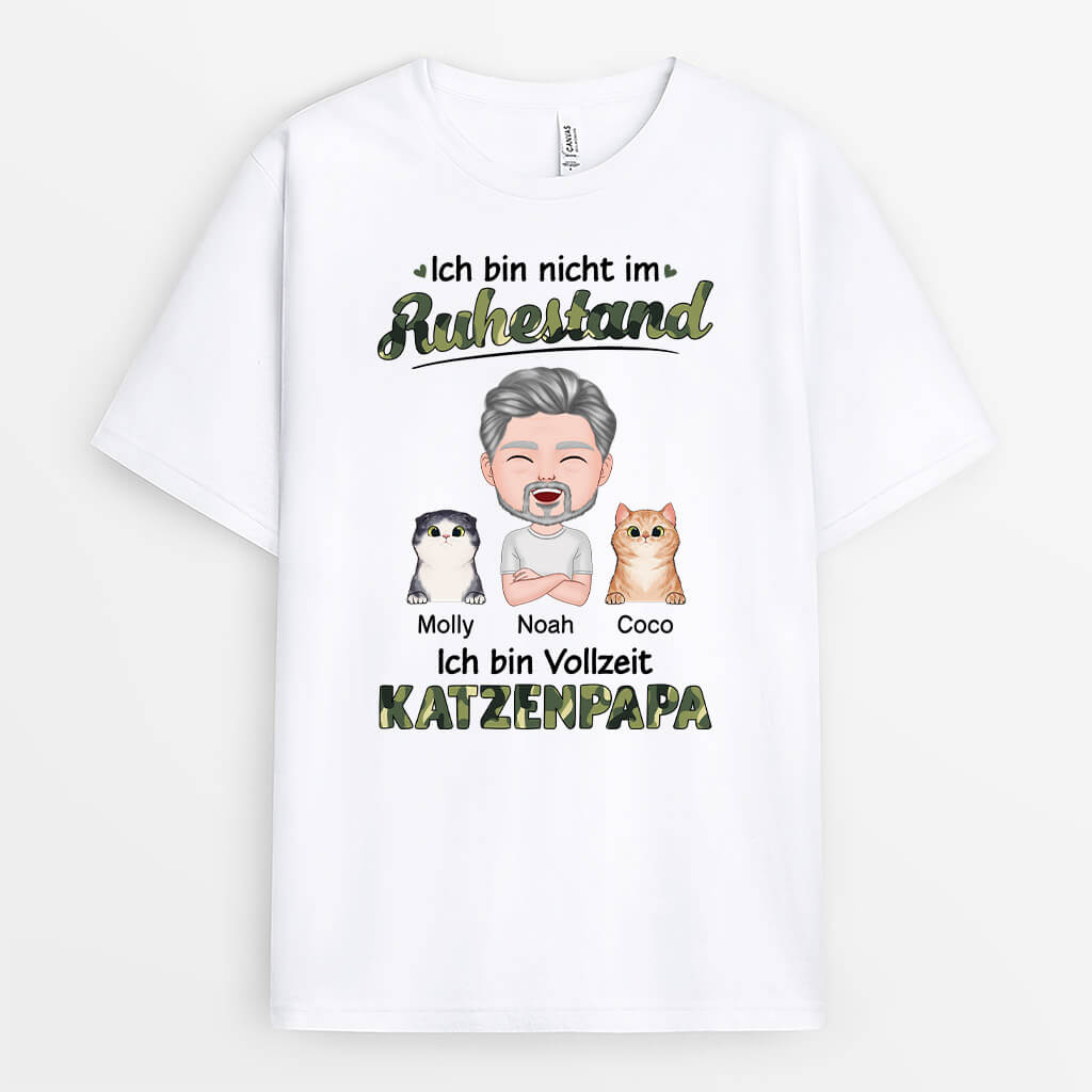 1857AGE1 personalisiertes ich bin nicht im ruhestand_ ich bin eine vollzeit katzenmama katzenpapa t shirt