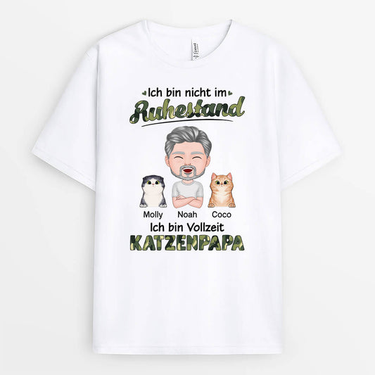 1857AGE1 personalisiertes ich bin nicht im ruhestand_ ich bin eine vollzeit katzenmama katzenpapa t shirt