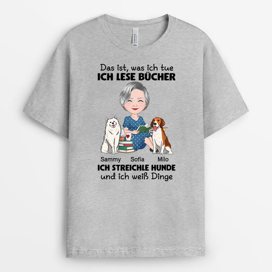 1860AGE1 personalisiertes das mache ich ich lese bucher ich streichle hunde und ich weiss alles t shirt