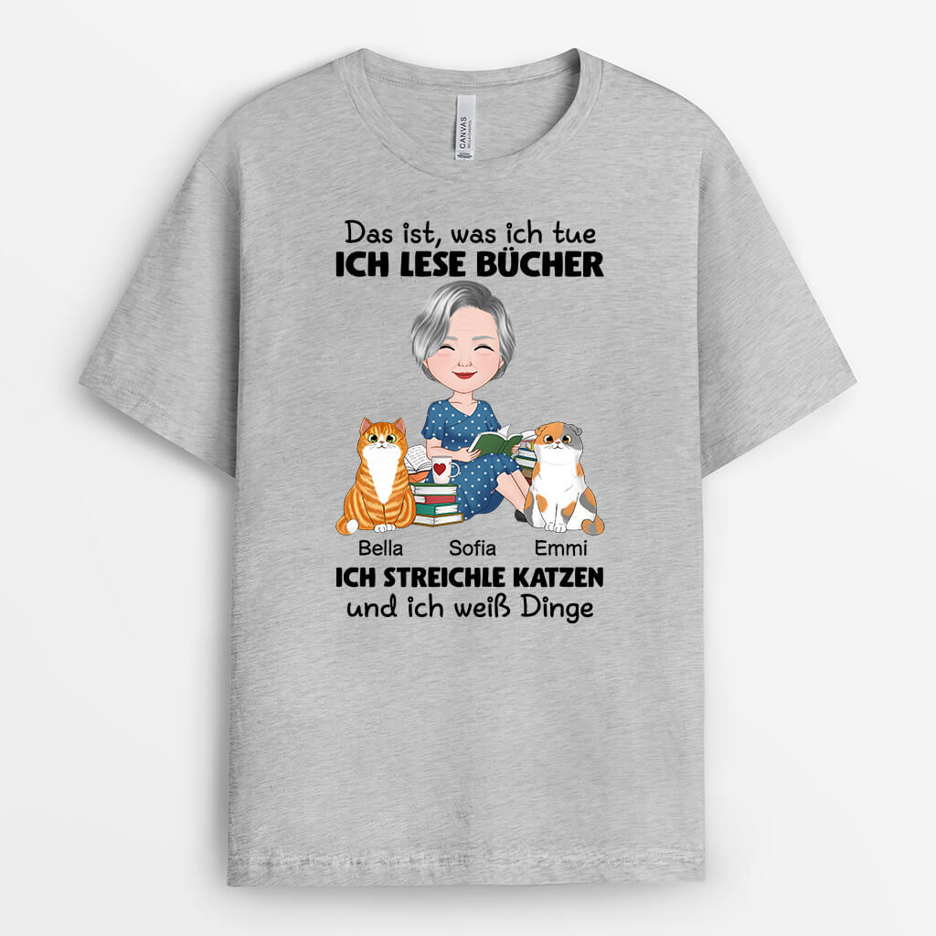 1860AGE1 personalisiertes das mache ich ich lese bucher ich streichle katzen und ich weiss alles t shirt