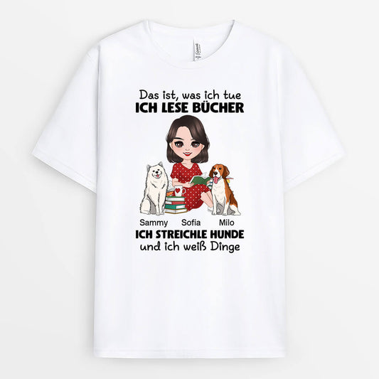 1860AGE2 personalisiertes das mache ich ich lese bucher ich streichle hunde und ich weiss alles t shirt