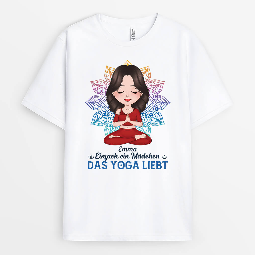 1879AGE1 personalisiertes einfach eine frau das yoga liebt t shirt