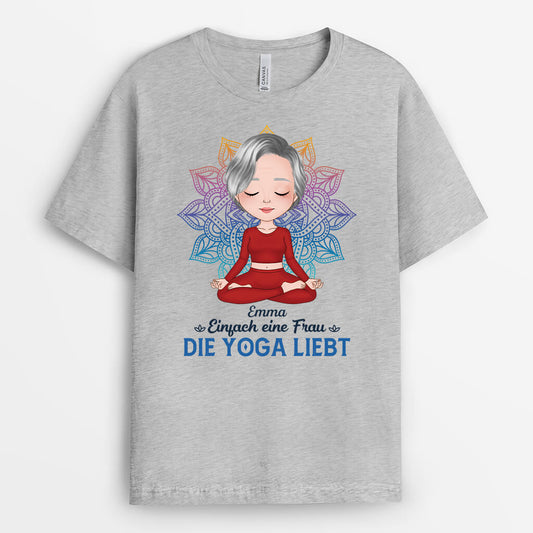 1879AGE2 personalisiertes einfach eine frau das yoga liebt t shirt