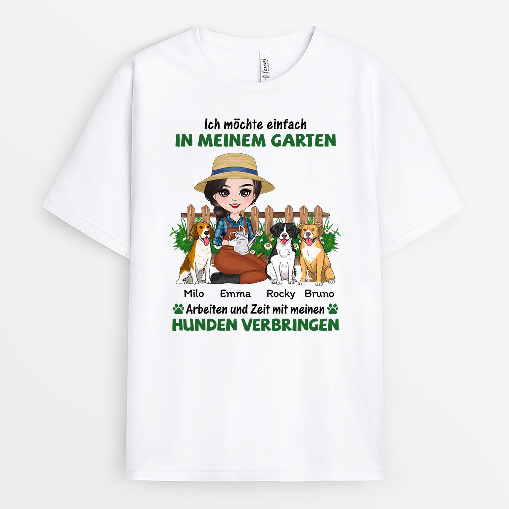 1885AGE1 personalisiertes ich mochte einfach in meinem garten und hangout mit meinem hund arbeiten t shirt