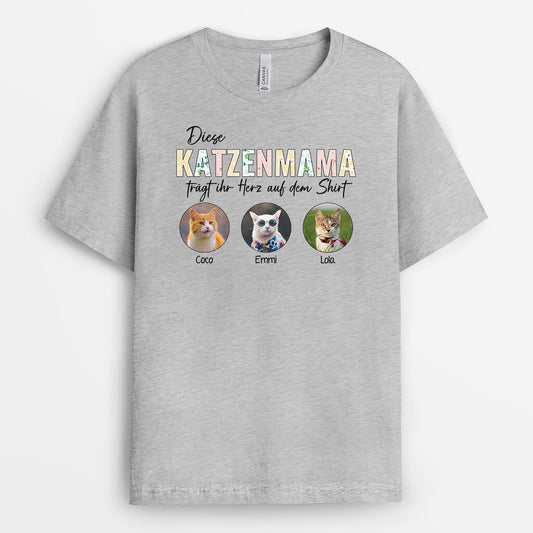 1927AGE1 personalisiertes diese katzenmama katzenpapa tragt ihr sein herz auf dem shirt t shirt