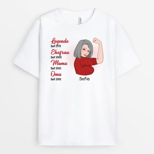 1936AGE2 personalisiertes die legende ehefrau mama t shirt