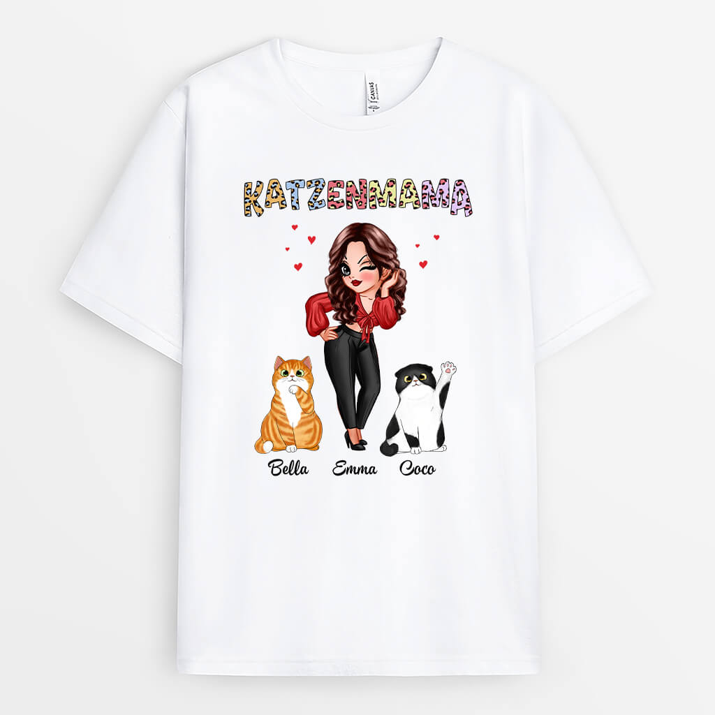 1964AGE1 personalisiertes katzenmama t shirt