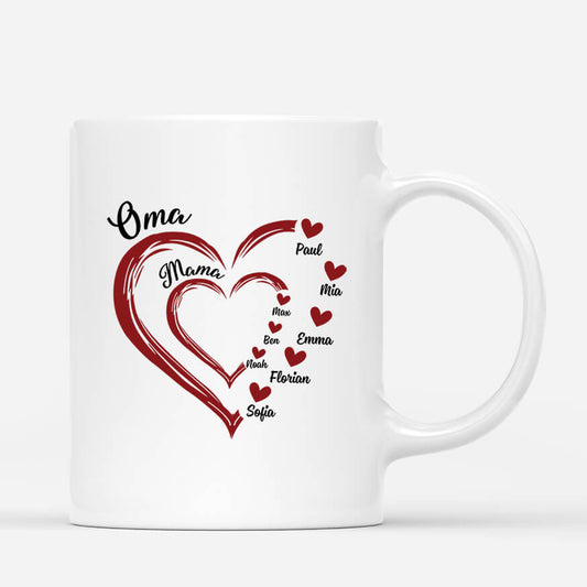 1969MGE1 personalisierte verschachtelte herzen mama oma tasse