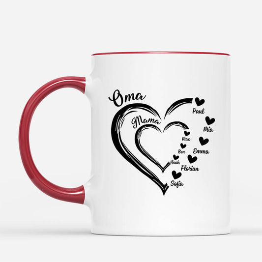 1969MGE2 personalisierte verschachtelte herzen mama oma tasse