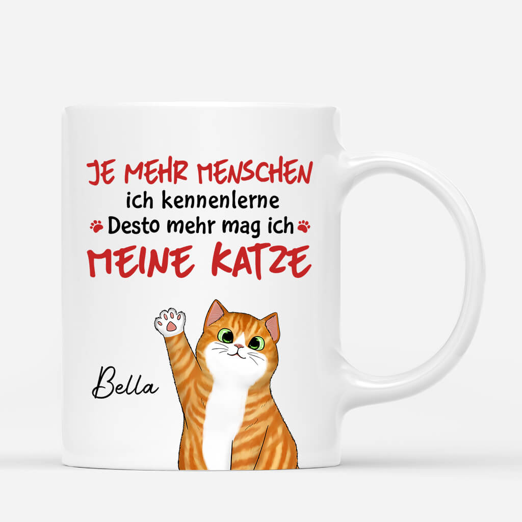 1970MGE1 personalisierte je mehr ich uber menschen erfahre desto mehr mag ich meine katze tasse