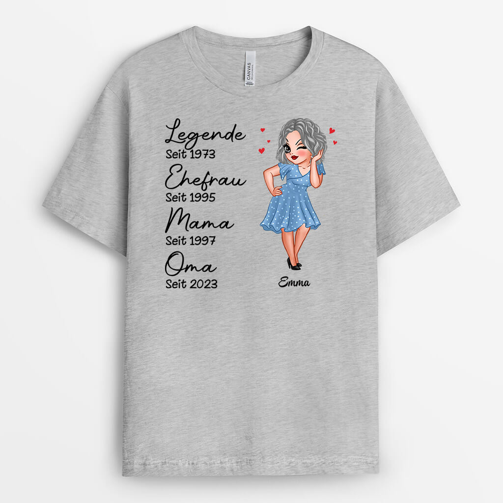 1971AGE2 personalisiertes legende ehefrau mama oma t shirt