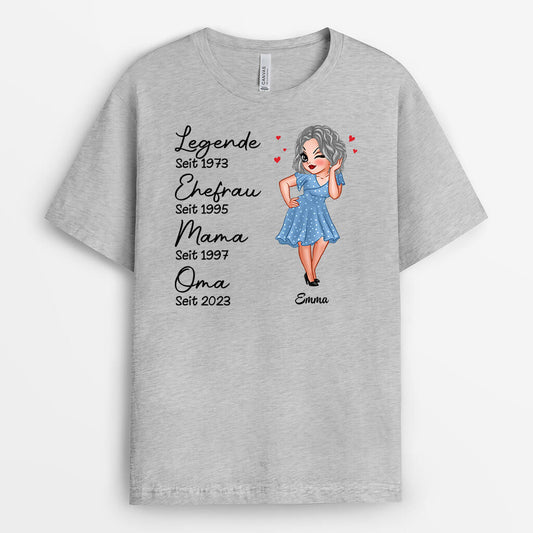 1971AGE2 personalisiertes legende ehefrau mama oma t shirt