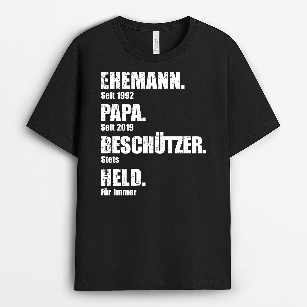 2011AGE1 personalisiertes ehemann papa beschutzer held t shirt