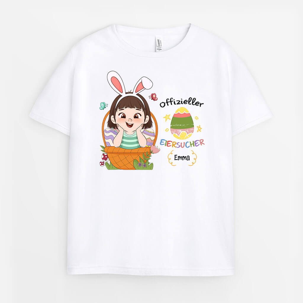 2033AGE1 personalisiertes offizieller eiersucher kinder t shirt