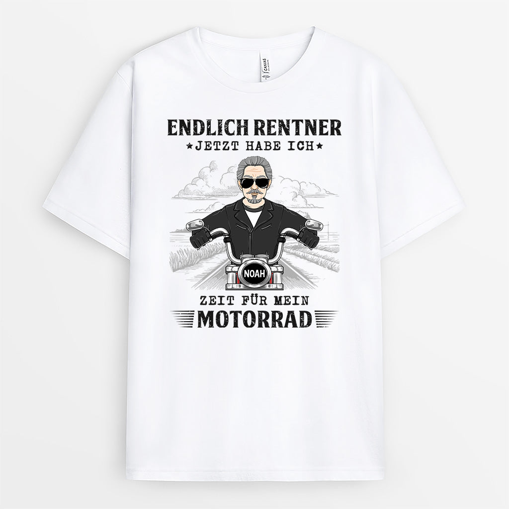 Endlich Renter Personalisierte T Shirt Männer – Rentner Motorrad - Geschenke Mall
