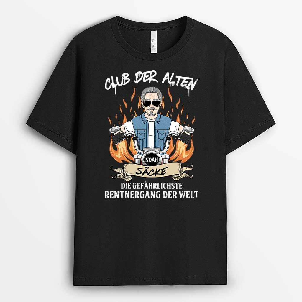 2058AGE1 personalisiertes club der alten sacke die gefahrlichste rentnergang der welt t shirt