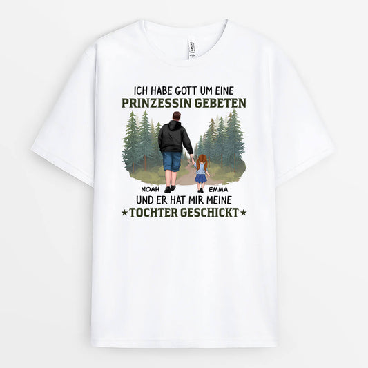 2066AGE1 personalisiertes ich bat gott er schickte mir meine tochter meinen sohn t shirt