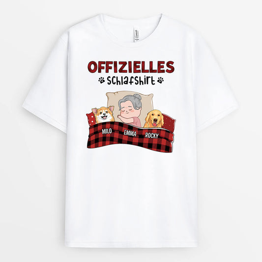 2095AGE1 personalisiertes offizielles susses schlafshirt mit hunde t shirt