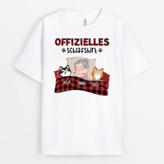 2095AGE1 personalisiertes offizielles susses schlafshirt mit katzen t shirt