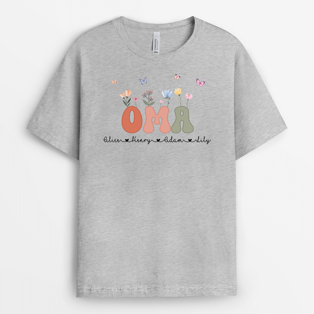 2115AGE2 personalisiertes mama und blumen t shirt