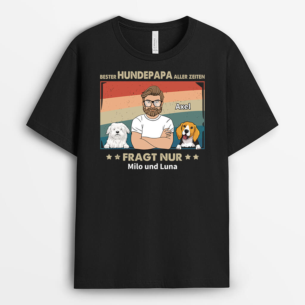 2145AGE1 personalisiertes der beste hundepapa der welt t shirt