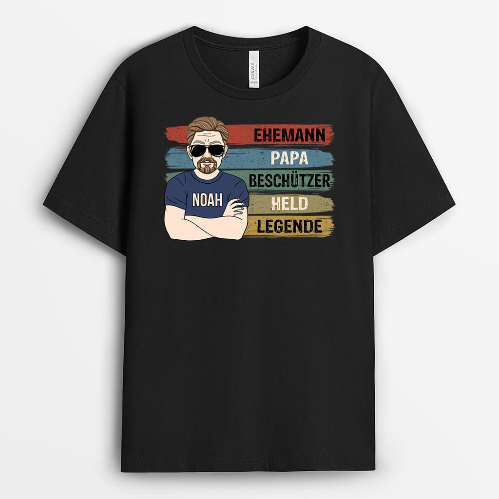 2175AGE1 personalisiertes ehemann papa beschutzer t shirt