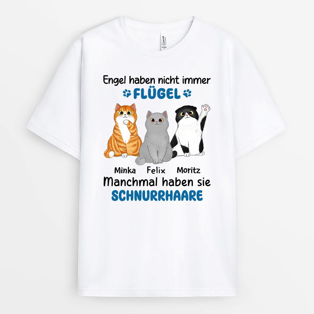 2176AGE1 personalisiertes engel haben nicht immer flugel manchmal haben sie schnurrhaare katzen t shirt