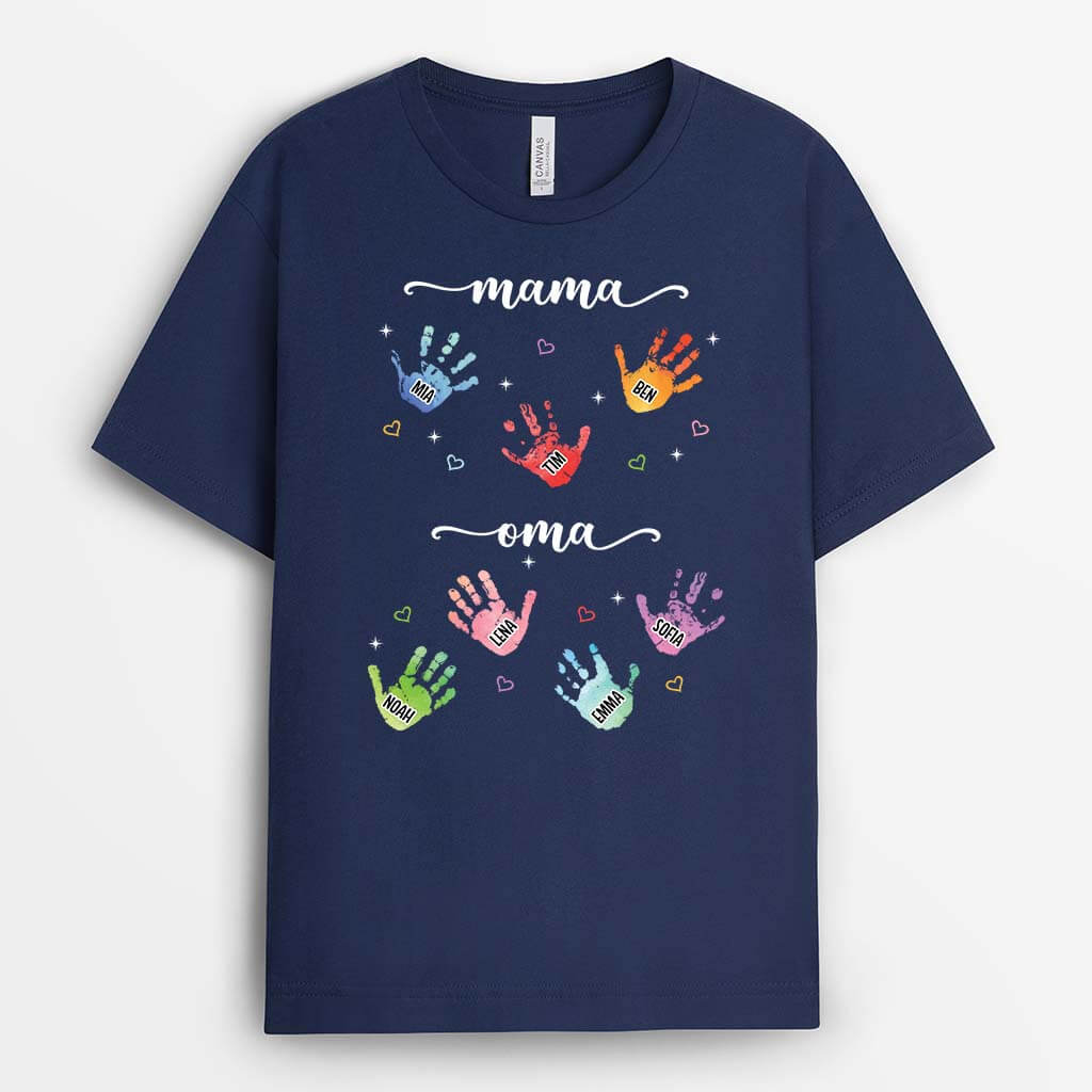 2194AGE1 personalisiertes mama oma hande t shirt