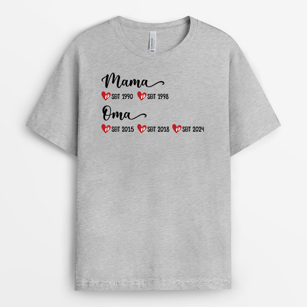 2201AGE1 personalisiertes oma mama seit t shirt