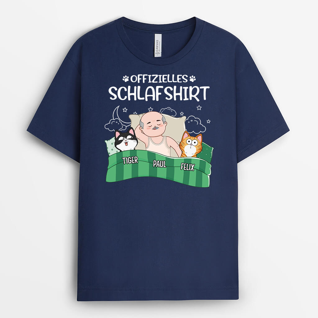 2216AGE2 personalisiertes offizielles schlafshirt mit katzen t shirt