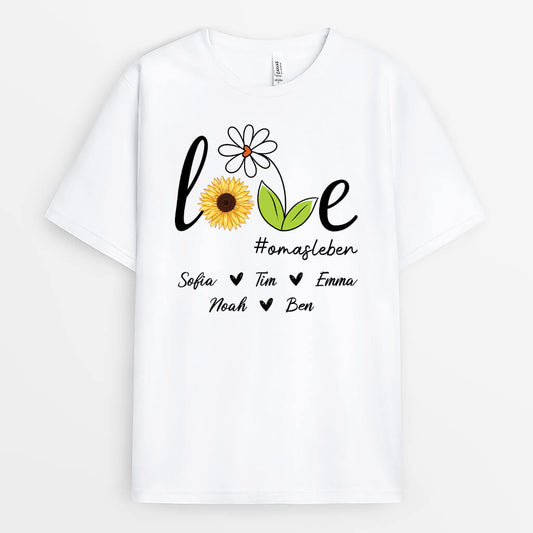 2222AGE1 personalisiertes blumen liebe t shirt