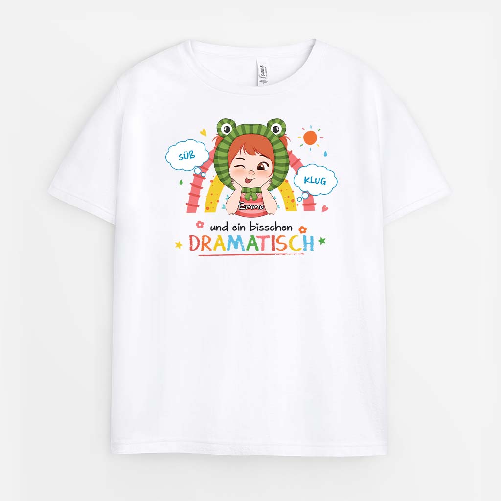 2238AGE1 personalisiertes suss klug und ein bisschen dramatisch kinder t shirt