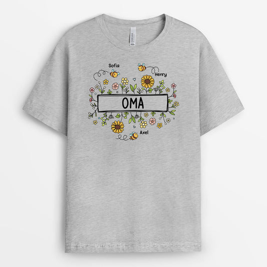 2247AGE2 personalisiertes oma mit ihren bienen t shirt