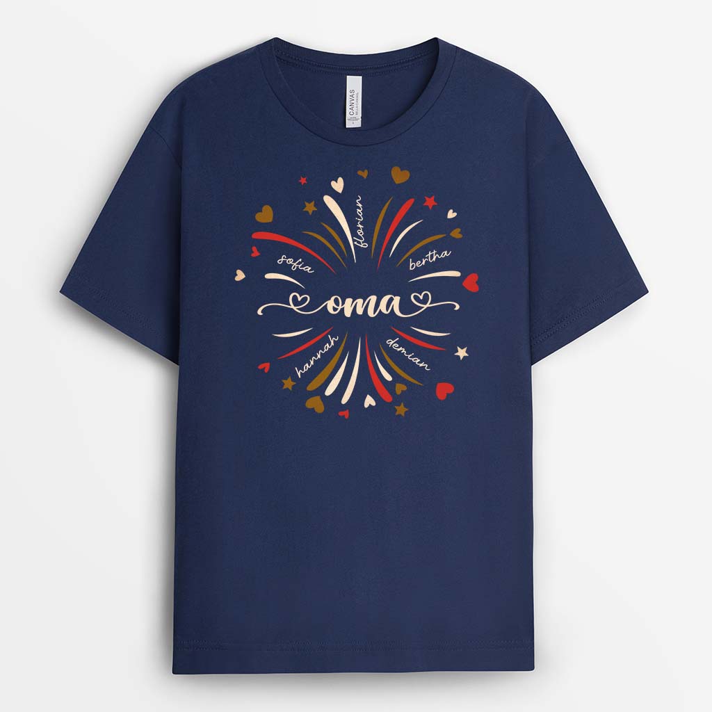 2255AGE2 personalisiertes oma mama und feuerwerk t shirt