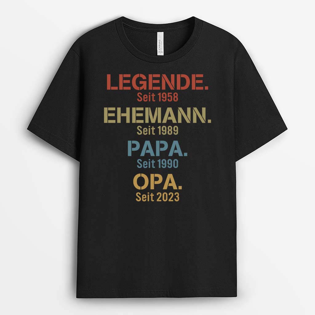 2266AGE1 personalisiertes legende ehemann papa und opa zeit t shirt