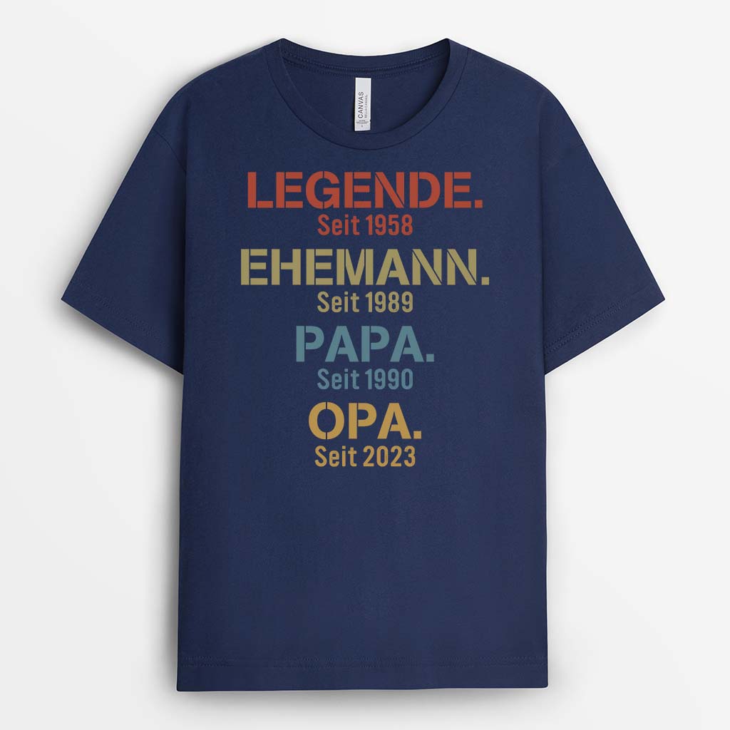 2266AGE2 personalisiertes legende ehemann papa und opa zeit t shirt