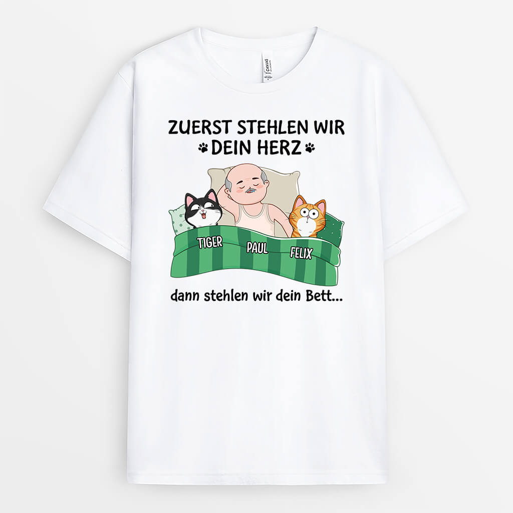 2272AGE1 personalisiertes erst stehlen sie dein herz dann dein sofa und dein bett katzen t shirt