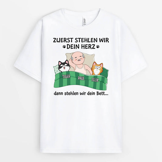 2272AGE1 personalisiertes erst stehlen sie dein herz dann dein sofa und dein bett katzen t shirt