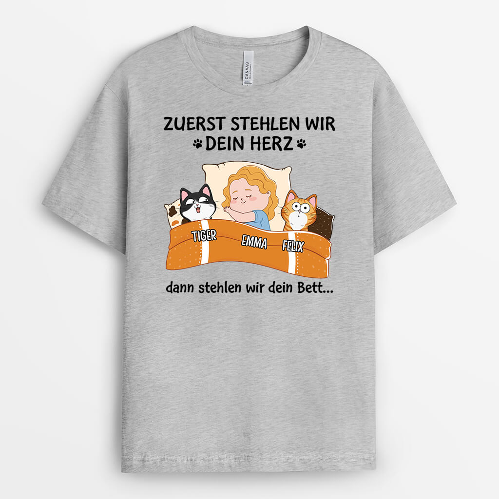 2272AGE2 personalisiertes erst stehlen sie dein herz dann dein sofa und dein bett katzen t shirt