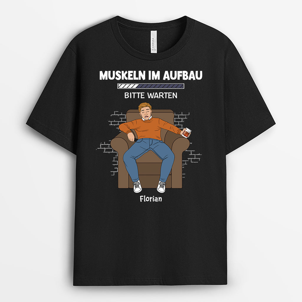 2284AGE1 personalisiertes muskeln werden installiert bitte warten t shirt