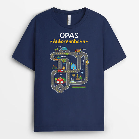 2289AGE1 personalisiertes papas opas autorennbahn t shirt