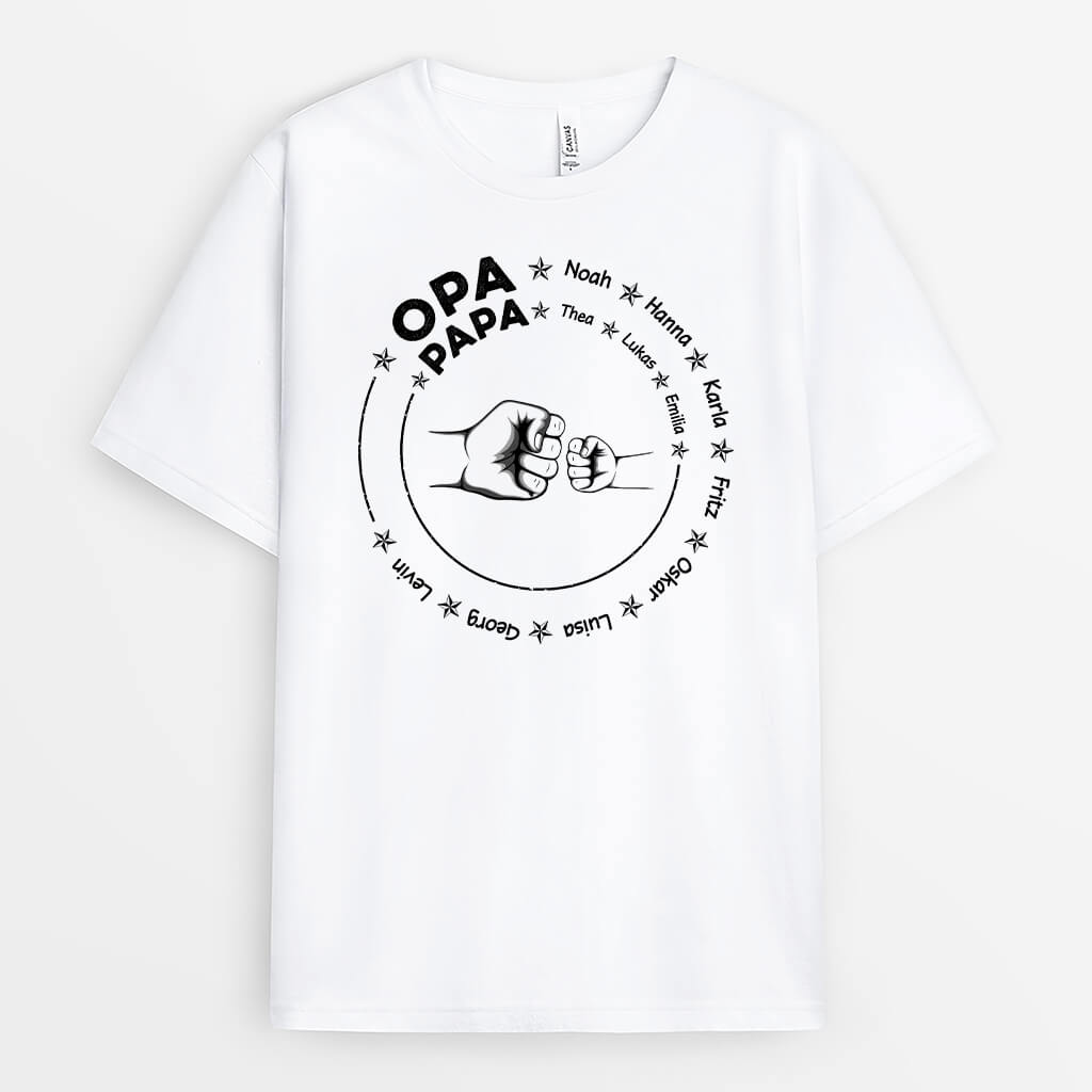 2291AGE1 personalisiertes opa papa und kinder faust t shirt