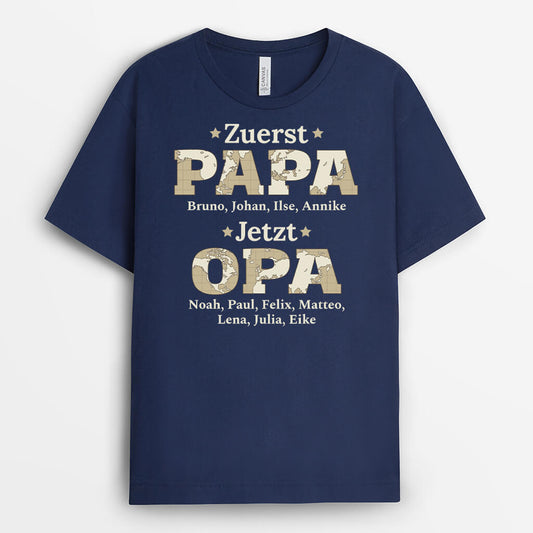 2323AGE1 personalisiertes erst papa jetzt opa t shirt