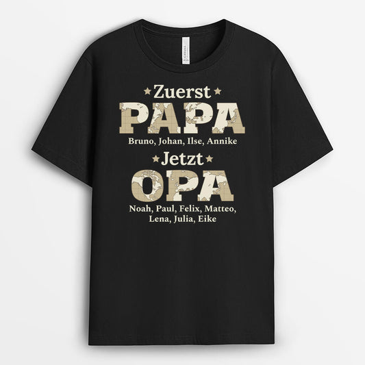 2323AGE2 personalisiertes erst papa jetzt opa t shirt