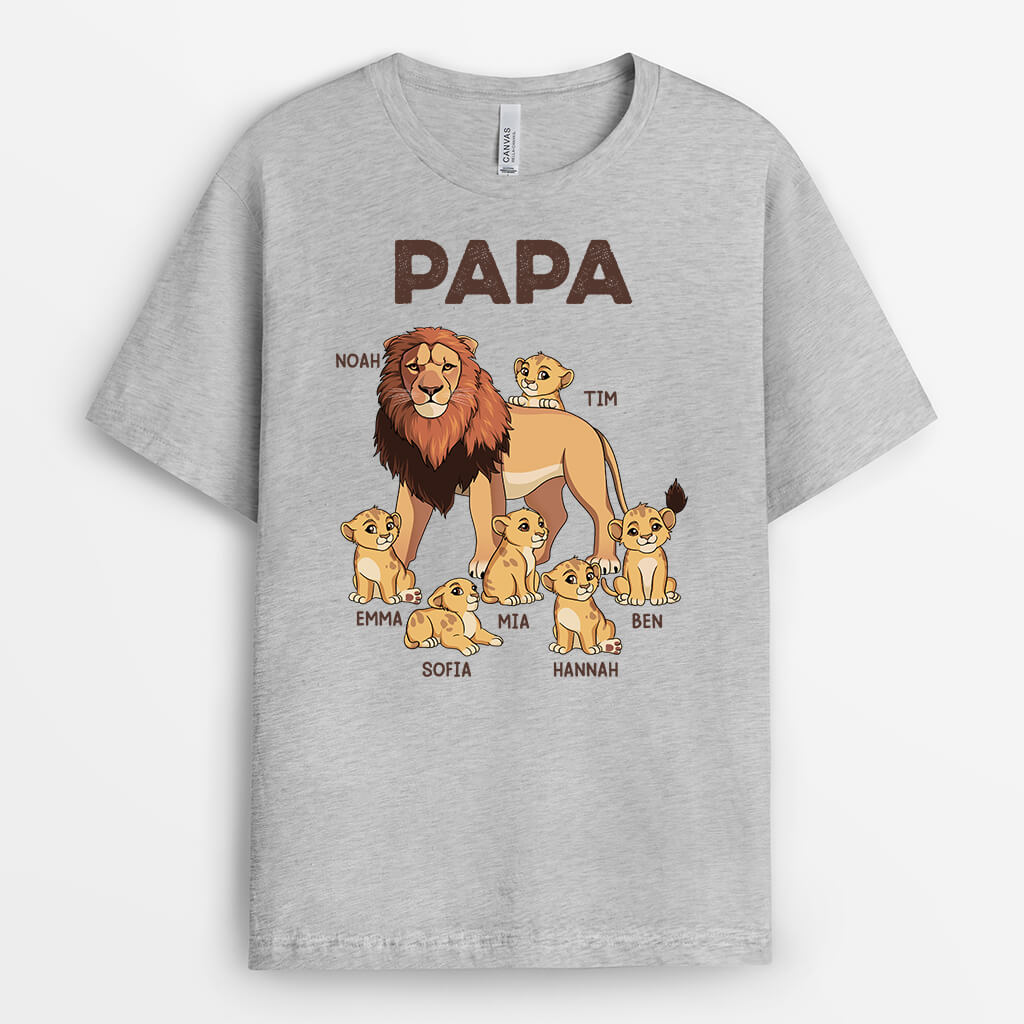 2325AGE2 personalisiertes papa lowe und seine lowenkinder t shirt