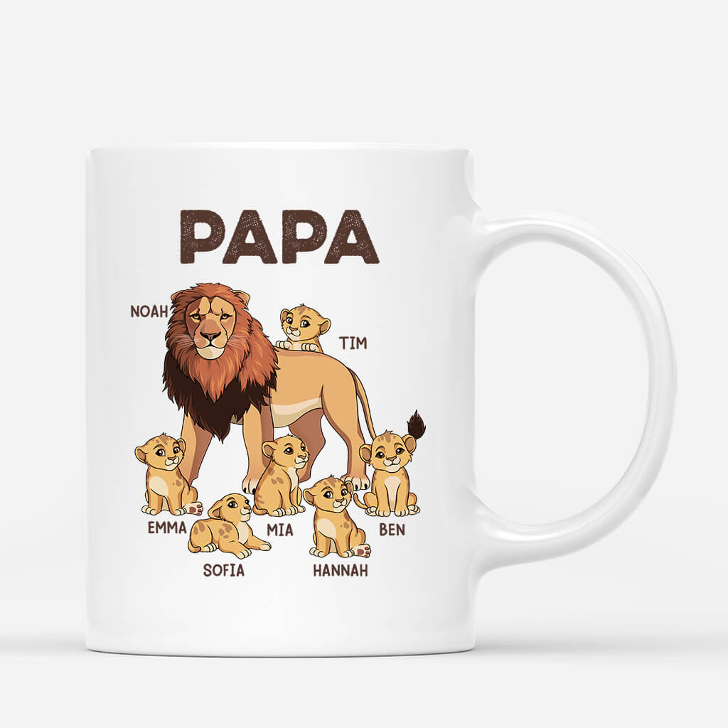 2325MGE1 personalisierte papa lowe und seine lowenkinder tasse