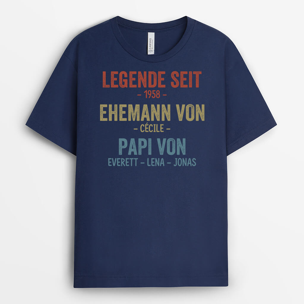 2327AGE2 personalisiertes legende seit ehemann papa opa von t shirt